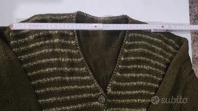CARDIGAN IN LANA FATTO A MANO AI FERRI, VERDE 