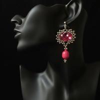 Orecchini Vintage Cuore Artigianali Corallo Rosso