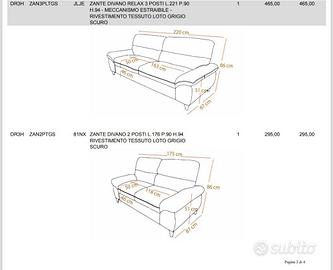 Divani 2 e 3 posti (con Mecc.Estr.) come nuovi