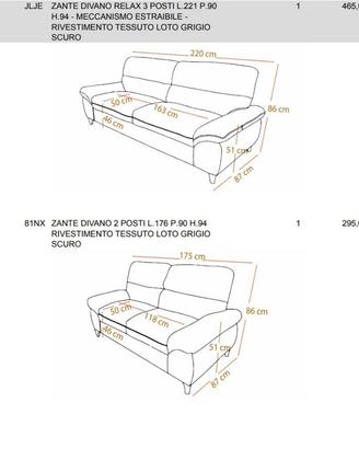 Divani 2 e 3 posti (con Mecc.Estr.) come nuovi