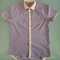 Camicia uomo lilla con collo bianco 