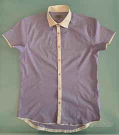 Camicia uomo lilla con collo bianco 