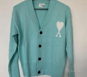 Maglione cardigan verde chiaro AMI