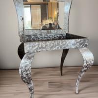 Consolle in acciaio spazzolato con specchiera