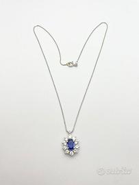 Collana oro18kt zaffiro diamanti naturali (Ca)