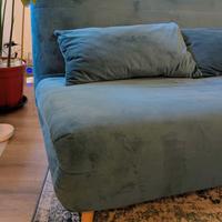 Divano compatto, velluto blu