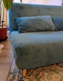 Divano compatto, velluto blu