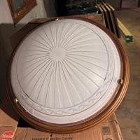 Plafoniera Classica Grande Vetro Satinato e Legno!