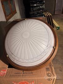 Plafoniera Classica Grande Vetro Satinato e Legno!