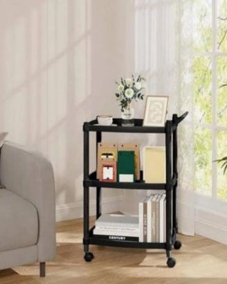Tavolino/carrello metallo nero, lineare,  3piani