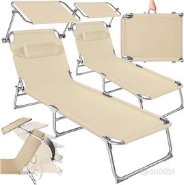Set 2 Lettini Prendisole Pieghevoli Beige