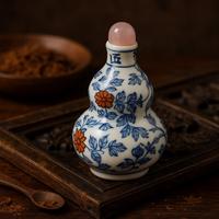 Snuff box porcellana Cina tappo in quarzo rosa