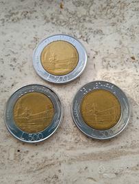 3 pz. Lire 500 bimetalliche 2pz. 1983 e 1pz. 1985.