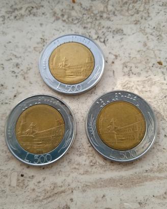 3 pz. Lire 500 bimetalliche 2pz. 1983 e 1pz. 1985.