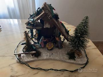 Presepe vintage 70 con luci e personaggi