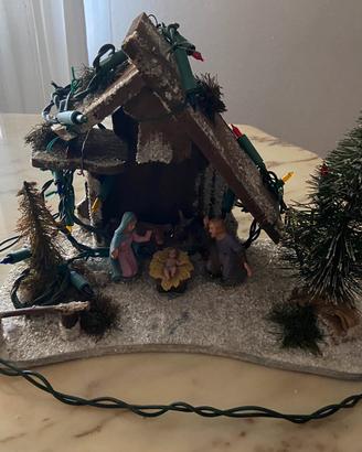 Presepe vintage 70 con luci e personaggi