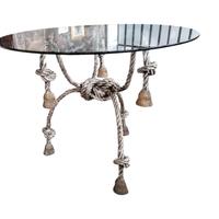 Tavolo in bronzo e vetro modernaria- corda nautica