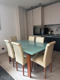 TAVOLO CALLIGARIS + 6 SEDIE IN VERA PELLE