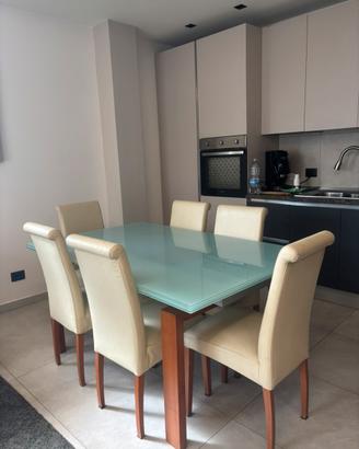 TAVOLO CALLIGARIS + 6 SEDIE IN VERA PELLE