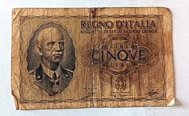 banconota 5 lire Regno d'Italia
