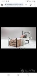 struttura letto singolo in ferro batt.  + materas.