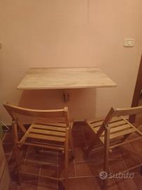 Set Salvaspazio Legno: Tavolo a Muro Ribaltabile +