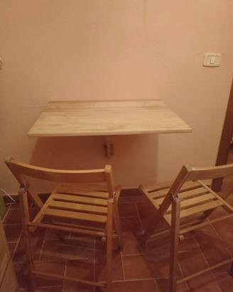 Set Salvaspazio Legno: Tavolo a Muro Ribaltabile +