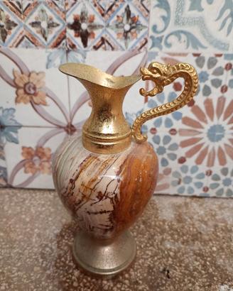 Brocca vintage in onice con manico a drago – 14 cm