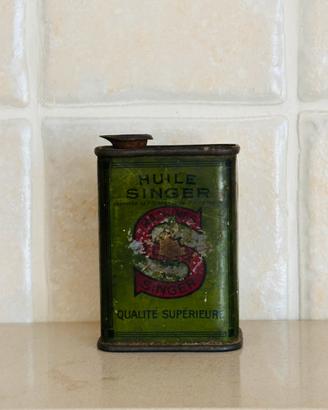 Latta pubblicitaria olio Singer