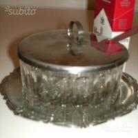 Formaggiera cristallo e inox lavorati