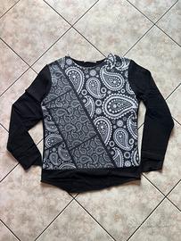 Felpa Girocollo Crewneck Bandana XL Bianca e Nera