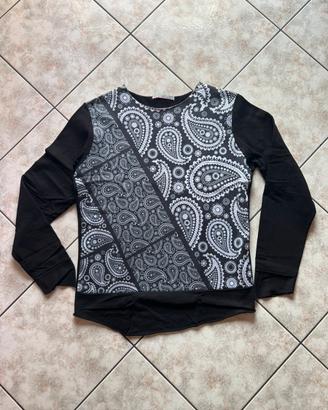 Felpa Girocollo Crewneck Bandana XL Bianca e Nera