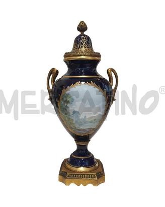 VASO CERAMICA DI SEVRES ALTEZZA 43 CM CON INSERTI