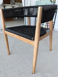 Sedia Tenay in legno di acacia e corda intrecciata