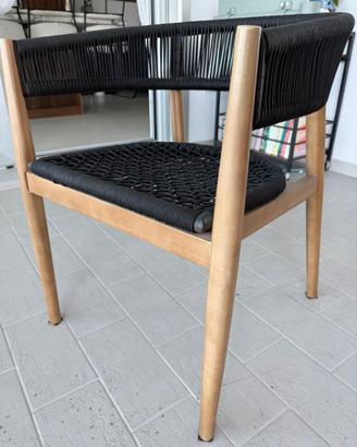 Sedia Tenay in legno di acacia e corda intrecciata
