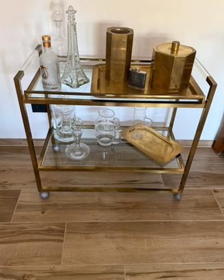 Carrellino porta bevande in ottone