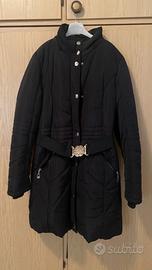 Piumino lungo invernale nero elegante donna