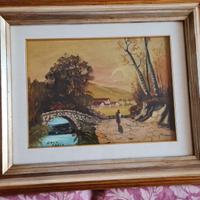 🖼️Quadro vintage – Paesaggio francese con ponte