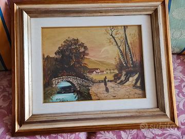 🖼️Quadro vintage – Paesaggio francese con ponte