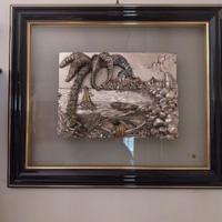 Quadro incorniciato con bassorilievk in argento