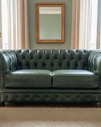 Chester divano 2 posti in vera pelle vintage verde