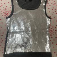 Canotta grigio paillettes argento Siste’s