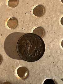 Moneta in rame 10 centesimi 1924