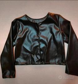 Giacca corta similpelle nera