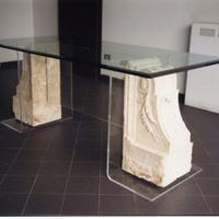 Scrivania tavolo cristallo e pietra