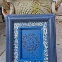 Cornice artigianale stile country azzurro e grigio