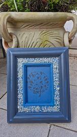 Cornice artigianale stile country azzurro e grigio