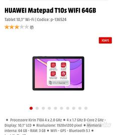Tablet huawei matepad T10s wifi 64 gb