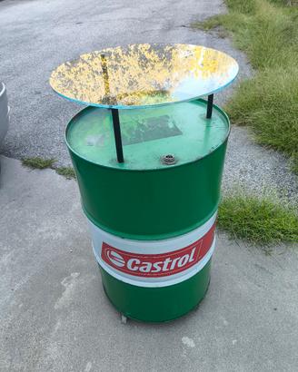 fusto 200 LT. Castrol con ripiano in vetro 