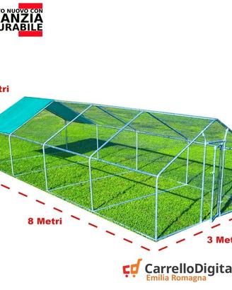 Recinto per Galline 3x8 m x h 2 m – 24 mq verdino